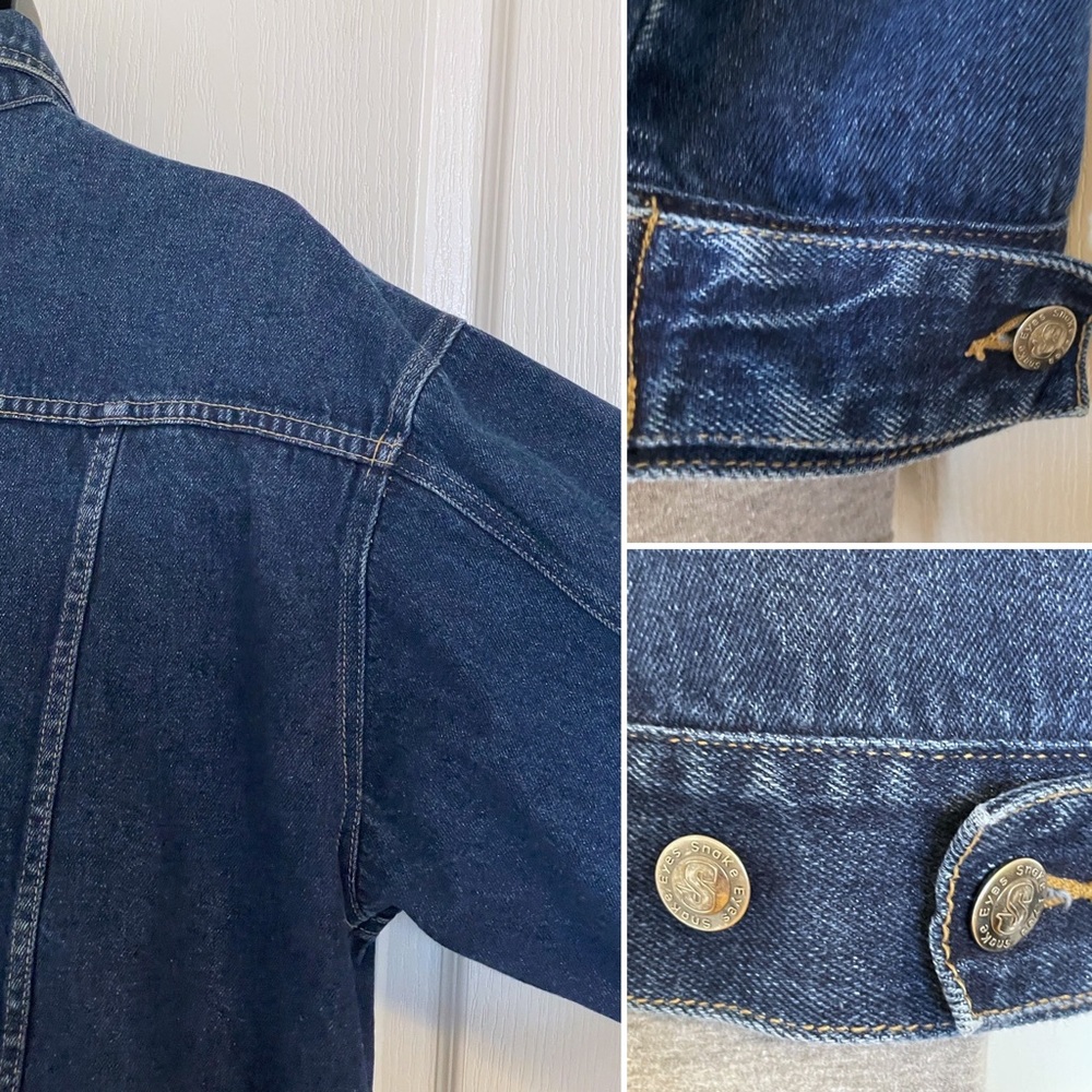 Snakeyes denim trucker jacket, dark wash, embroidered patch, large - Picture 12 of 16